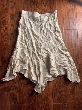 Larry Levine Asymmetrical Cream Flared Hem Skirt